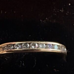 14k gold wedding band channel set diamonds size 6.